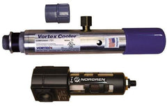 Vortec - 900 BTU per Hour, Vortex Enclosure Cooler without Thermostat - 3/8 Inch Diameter, 1/4 NPT Thread, 15 Cubic Ft. per min - Eagle Tool & Supply