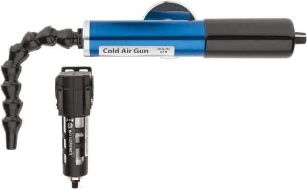 Vortec - 8" Long Hose, 900 BTU/Hr Air Capacity, 1 Outlet, Cold Air Gun Kit - 10-5/8" Tank/Unit Length, 6.63" High Tank/Unit, Includes Adjustable Cold Air Gun, Magnetic Base, 5 Micron Auto-Drain Filter - Eagle Tool & Supply