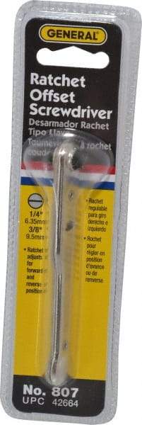 General - Ratcheting Offset Standard Slotted Screwdriver - 3-7/8" OAL - Eagle Tool & Supply