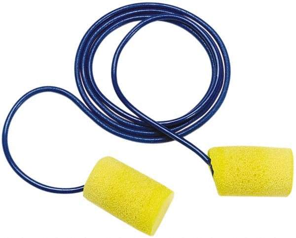 3M - Disposable, Corded, 29 dB, Barrel Earplugs - Yellow, 200 Pairs - Eagle Tool & Supply
