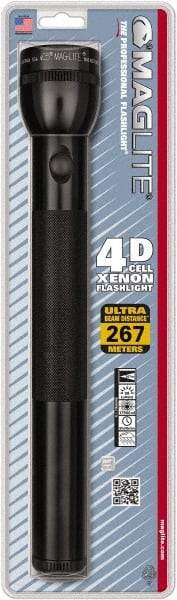 Mag-Lite - Krypton Bulb, 98 Lumens, Industrial/Tactical Flashlight - Black Aluminum Body, 4 D Batteries Not Included - Eagle Tool & Supply
