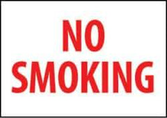 NMC - "No Smoking", 10" Long x 14" Wide, Rigid Plastic Safety Sign - Rectangle, 0.05" Thick, Use for Smoking Regulations - Eagle Tool & Supply