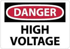 NMC - "Danger - High Voltage", 10" Long x 14" Wide, Rigid Plastic Safety Sign - Rectangle, 0.05" Thick, Use for Accident Prevention - Eagle Tool & Supply