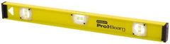 Stanley - 48" Long 3 Vial I-Beam Level - Aluminum, Yellow, 1 Level & 2 Plumb Vials - Eagle Tool & Supply