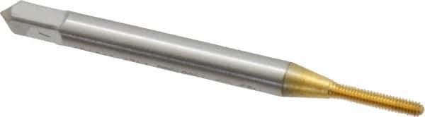 OSG - #0-80 UNF H2 Thread Limit Bottoming Thread Forming Tap - Cobalt, TiN Finish, 1-5/8" OAL, 5/16" Thread Length, Right Hand Thread, Series HY-PRO NRT - Eagle Tool & Supply