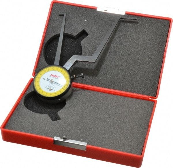 Value Collection - 3-1/4 to 4-1/4" Black Oxide & Chrome Plated Inside Dial Caliper Gage - 0.001" Graduation, 0.038mm Accuracy, 3-1/4" Leg Length, Ball Contact Points - Eagle Tool & Supply