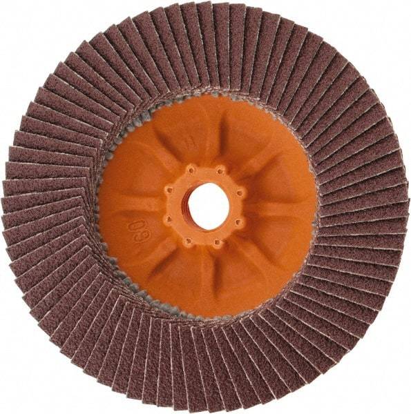 WALTER Surface Technologies - 60 Grit, 4-1/2" Disc Diam, 5/8-11 Center Hole, Zirconia Alumina Flap Disc - 13,300 Max RPM, Plastic Backing, Arbor Attaching System, Coated - Eagle Tool & Supply