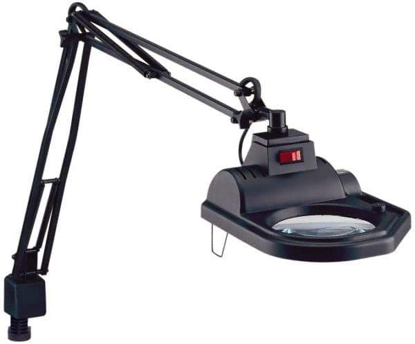 Electrix - 45 Inch, Spring Suspension, Clamp on, Halogen, Black, Magnifying Task Light - 100 Watt, 1.75x Magnification, 5 Inch Wide - Eagle Tool & Supply