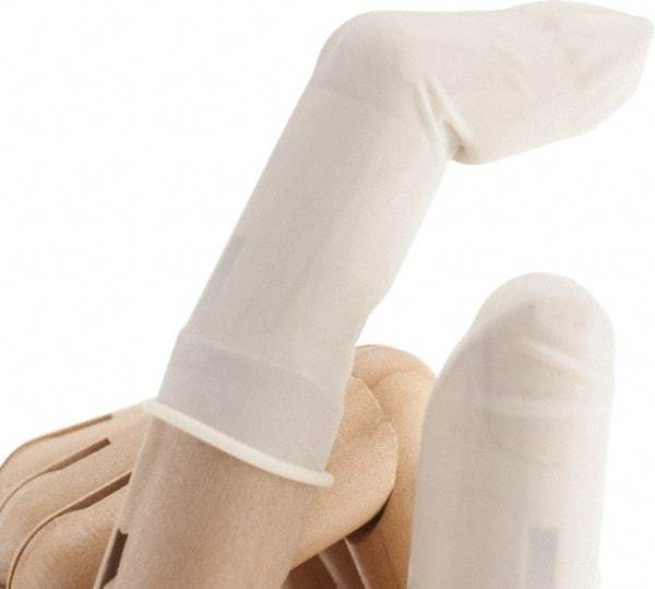 North - Size S, 2-3/4 Inch Long x 3 Mil Thick, Rubber Industrial Food Grade Finger Cot - Powdered, White - Eagle Tool & Supply