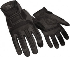 Ringers Gloves - Size S (8) Synthetic Blend (Padded not GEL) Anti-Vibration/Impact Protection Work Gloves - For Mechanic's & Lifting, Uncoated, Elastic Band Cuff, Black, Paired - Eagle Tool & Supply