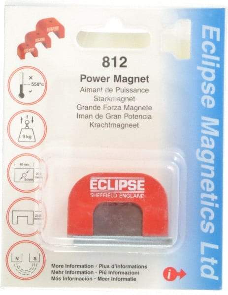 Eclipse - 1 Hole, 0.1969" Hole Diam, 63/64" Overall Width, 1-37/64" Deep, 63/64" High, 20 Lb Average Pull Force, Alnico Power Magnets - 10mm Pole Width, 550°C Max Operating Temp, Grade 5 Alnico - Eagle Tool & Supply