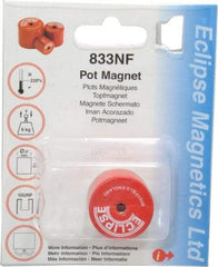 Eclipse - 1-1/16" Diam, 10-32 Thread, 9 Lb Average Pull Force, Mild Steel, Alnico Pot Magnets - 220°C Max Operating Temp, 1" High, Grade 5 Alnico - Eagle Tool & Supply