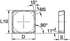 Kennametal - SPKN53 Grade KC725M Carbide Milling Insert - TiN/TiCN/TiN Finish, 3/16" Thick, 5/8" Inscribed Circle - Eagle Tool & Supply