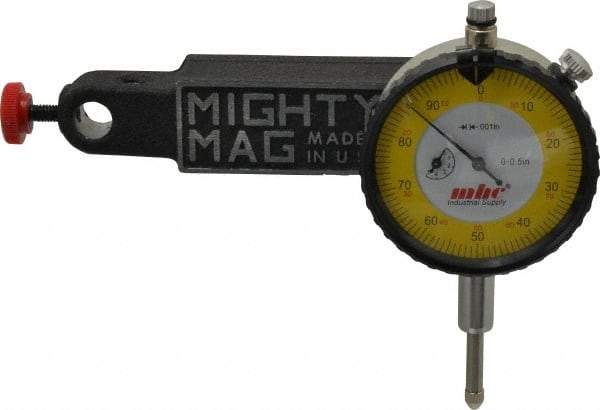Value Collection - 0.001" Graduation, 0-100 Dial Reading, Dial Indicator & Base Kit - 4-1/2" Base Length x 1" Base Width x 1-1/4" Base Height, 2.2" Dial Diam - Eagle Tool & Supply