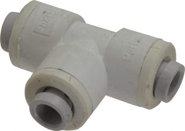 Parker - 1/4" Outside Diam, Polypropylene Push-to-Connect Tube Union Tee - 150 Max psi, Tan - Eagle Tool & Supply