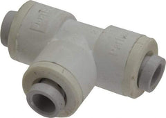 Parker - 1/4" Outside Diam, Polypropylene Push-to-Connect Tube Union Tee - 150 Max psi, Tan - Eagle Tool & Supply