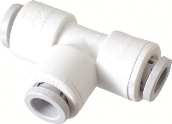 Parker - 3/8" Outside Diam, Polypropylene Push-to-Connect Tube Union Tee - 150 Max psi, Tan - Eagle Tool & Supply