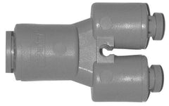 Parker - 3/8 x 5/16" Outside Diam, Acetal Push-to-Connect Tube Union Y - 300 Max psi, Tan - Eagle Tool & Supply