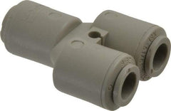 Parker - 3/8" Outside Diam, Acetal Push-to-Connect Tube Union Y - 300 Max psi, Tan - Eagle Tool & Supply