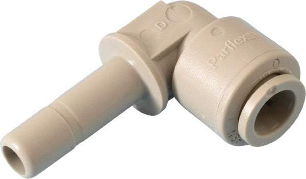 Parker - 3/8" Outside Diam, Acetal Push-to-Connect Tube Plug-In Elbow - 300 Max psi, 3/8" Stem Diam, Tan - Eagle Tool & Supply