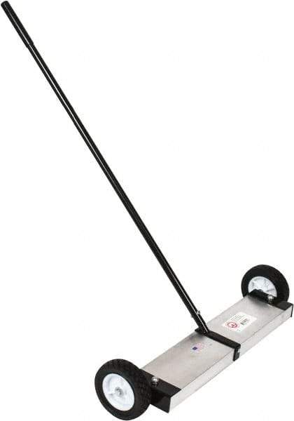 Mag-Mate - 24" Long Push Magnetic Sweeper with Wheels - 5" Wide x 5" High x 48" Long, 6" Wheel Diam, 2" Clearance - Eagle Tool & Supply