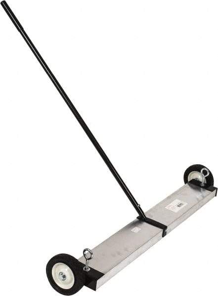 Mag-Mate - 36" Long Push Magnetic Sweeper with Wheels - 5" Wide x 5" High x 48" Long, 6" Wheel Diam, 2" Clearance - Eagle Tool & Supply