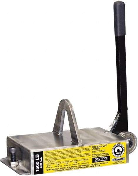 Mag-Mate - 1,500 Lb Load Capacity, Magnetic Lifter - 6-3/4" High x 7-1/4" Wide, For Use with Flats - Eagle Tool & Supply