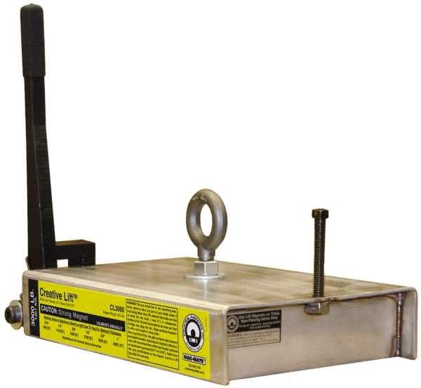 Mag-Mate - 3,000 Lb Load Capacity, Magnetic Lifter - 7" High x 10-1/2" Wide, For Use with Flats - Eagle Tool & Supply