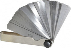 Value Collection - 26 Piece, 0.002 to 0.025" Thick, Parallel Feeler Gage Set - 3" Leaf Length, 1/2" Wide, Tempered Steel - Eagle Tool & Supply