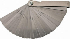 Value Collection - 26 Piece, 0.0015 to 0.025" Thick, Feeler Gage Set - 3" Leaf Length, 1/2" Wide, Tempered Steel - Eagle Tool & Supply