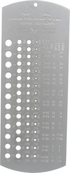 PEC Tools - #60 Wire to #1 Wire Hole Size Drill Gage - 60 Holes - Eagle Tool & Supply