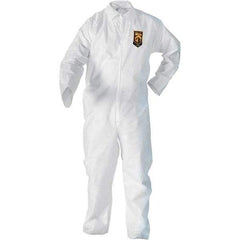 KleenGuard - Size L SMS General Purpose Coveralls - White, Zipper Closure, Elastic Cuffs, Elastic Ankles, Serged Seams - Eagle Tool & Supply