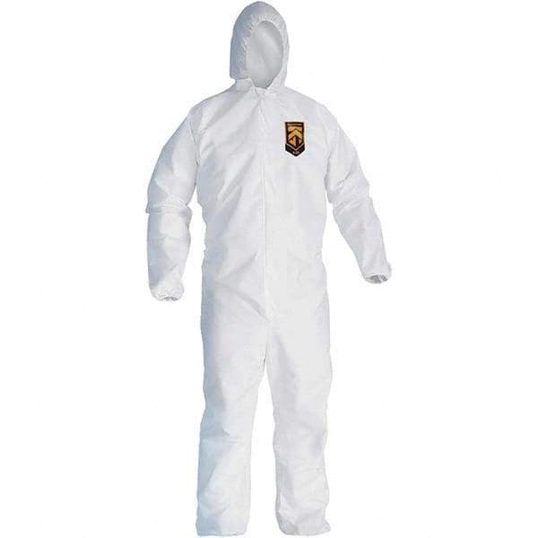 KleenGuard - Size 2XL SMS General Purpose Coveralls - White, Zipper Closure, Elastic Cuffs, Elastic Ankles, Serged Seams - Eagle Tool & Supply