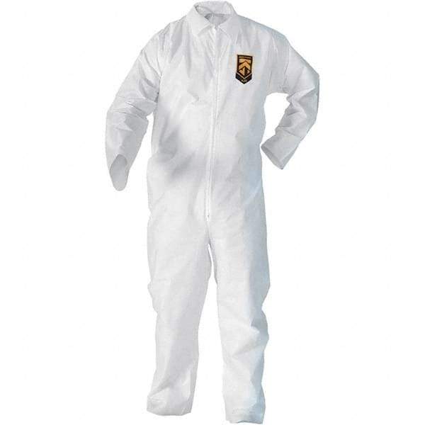 KleenGuard - Size XL SMS General Purpose Coveralls - White, Zipper Closure, Open Cuffs, Open Ankles, Serged Seams - Eagle Tool & Supply