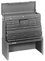 Kennedy - 11 Drawer, 2 Piece, Brown Steel Machinist's Combo - 12.56 Inches Deep 9-1/2 Inches High 26.62 Inches Wide Base - Eagle Tool & Supply
