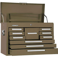 Kennedy - 10 Drawer Tool Chest - 26-1/8" Wide x 12-1/8" Deep x 18-7/8" High, Steel, Brown - Eagle Tool & Supply