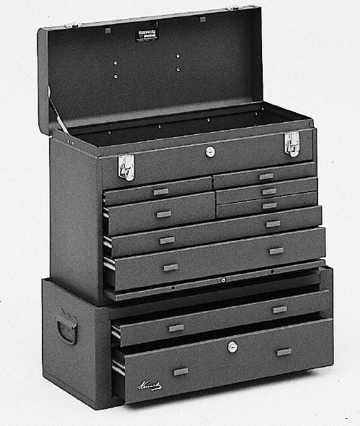 Kennedy - 9 Drawer, 2 Piece, Brown Steel Machinist's Combo - 9-5/8 Inches Deep 7.812 Inches High 21.62 Inches Wide Base - Eagle Tool & Supply