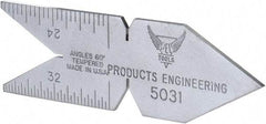 PEC Tools - 60° Angle, Satin Chrome Coated Steel Center Gage - 1/32 to 1/14 Inch Graduation - Eagle Tool & Supply