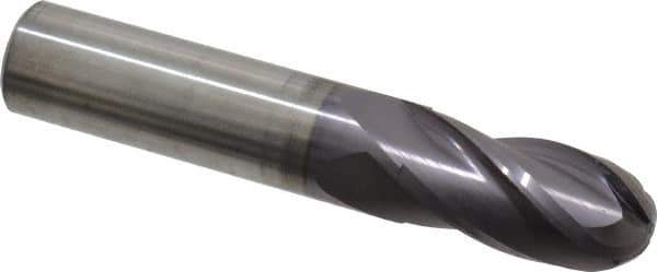 Atrax - 5/8" Diam, 1-1/4" LOC, 4 Flute Solid Carbide Ball End Mill - AlTiN Finish, Single End, 3-1/2" OAL, 5/8" Shank Diam - Eagle Tool & Supply