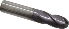 Atrax - 5/8" Diam, 1-1/4" LOC, 4 Flute Solid Carbide Ball End Mill - AlTiN Finish, Single End, 3-1/2" OAL, 5/8" Shank Diam - Eagle Tool & Supply