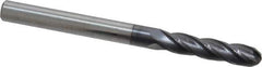 Atrax - 1/4" Diam, 1-1/8" LOC, 4 Flute Solid Carbide Ball End Mill - AlTiN Finish, Single End, 3" OAL, 1/4" Shank Diam - Eagle Tool & Supply