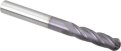 Atrax - 5/16" Diam, 1-1/8" LOC, 4 Flute Solid Carbide Ball End Mill - AlTiN Finish, Single End, 3" OAL, 5/16" Shank Diam - Eagle Tool & Supply