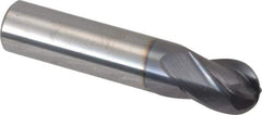 Atrax - 1/2" Diam, 5/8" LOC, 4 Flute Solid Carbide Ball End Mill - AlTiN Finish, Single End, 2-1/2" OAL, 1/2" Shank Diam - Eagle Tool & Supply