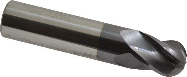 Atrax - 5/8" Diam, 3/4" LOC, 4 Flute Solid Carbide Ball End Mill - AlTiN Finish, Single End, 3" OAL, 5/8" Shank Diam - Eagle Tool & Supply