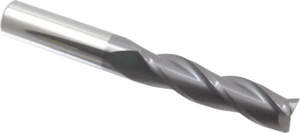 Atrax - 1/2", 2" LOC, 1/2" Shank Diam, 4" OAL, 3 Flute, Solid Carbide Square End Mill - Single End, AlTiN Finish, Spiral Flute, 30° Helix, Centercutting, Right Hand Cut - Eagle Tool & Supply