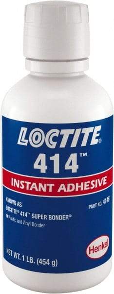 Loctite - 1 Lb Bottle Clear Instant Adhesive - Series 414, 24 hr Full Cure Time - Eagle Tool & Supply