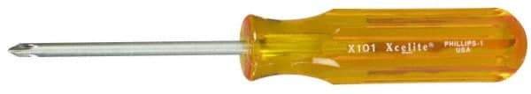 Xcelite - #1, 6-5/8" OAL, Standard Phillips Screwdriver - 3" Blade Length, Round Shank, Acetate Handle - Eagle Tool & Supply