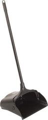 Rubbermaid - 11-1/4" Wide x 5" High Upright Dustpan - Plastic Body, 12-51/64" Handle, Black, with Wheels - Eagle Tool & Supply