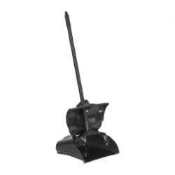 Rubbermaid - 11-1/4" Wide x 5" High Upright Dustpan - Plastic Body, 12-51/64" Handle, Black, with Wheels - Eagle Tool & Supply