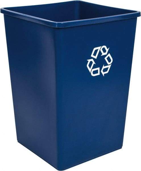 Rubbermaid - 35 Gal Blue Square Recycling Container - Polyethylene, 27-5/8" High x 19-1/2" Long x 19-1/2" Wide - Eagle Tool & Supply